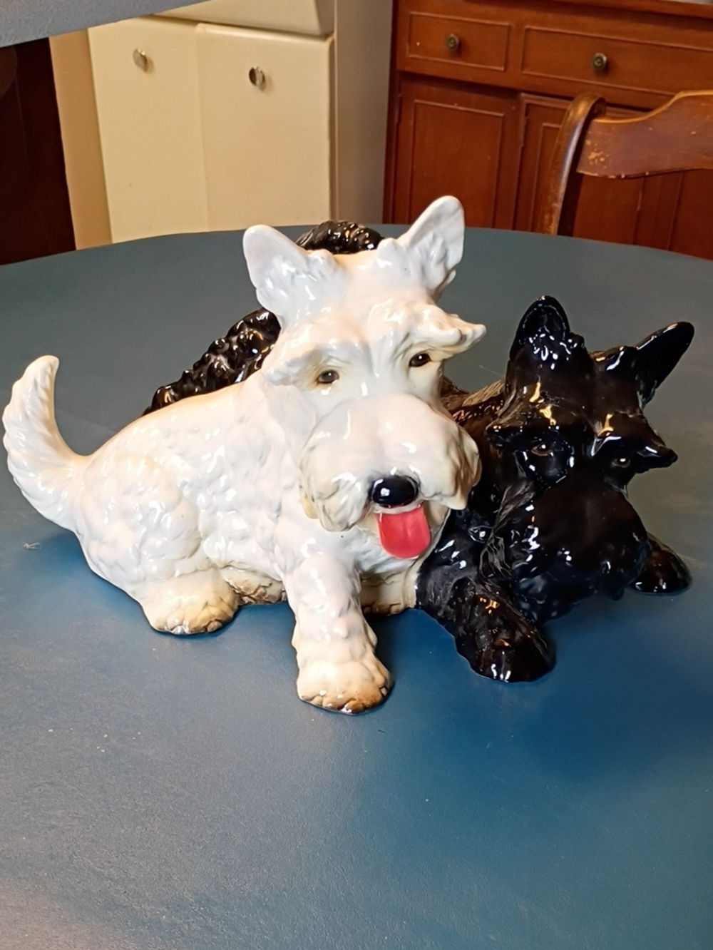 Goebel Glazed Scottie Dog Pair in White and Black